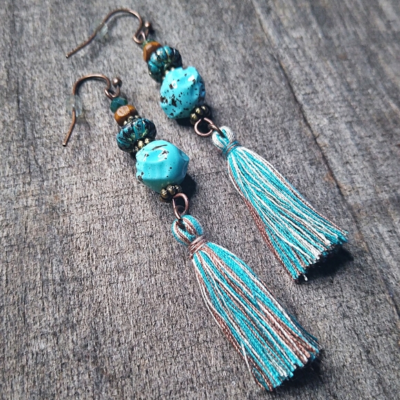 Jewelry - 🐞2/$20 Turquoise Boho Tassel Earrings